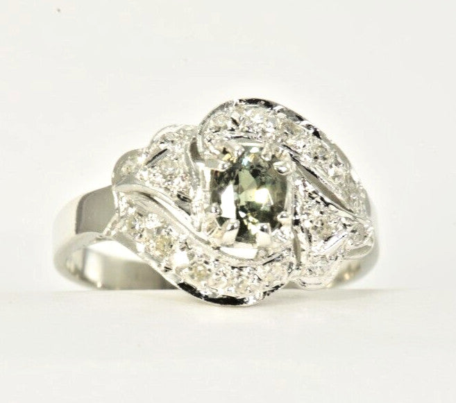 0.76ct Oval Alexandrite Vintage Ring — GIA Certified, 10k White Gold