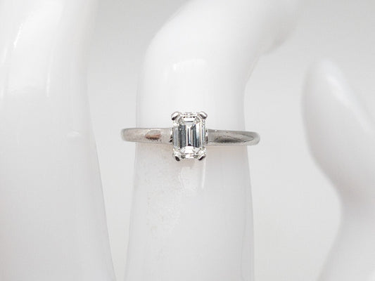0.63ct Emerald Cut Diamond Vintage Ring — GIA Certified, Platinum