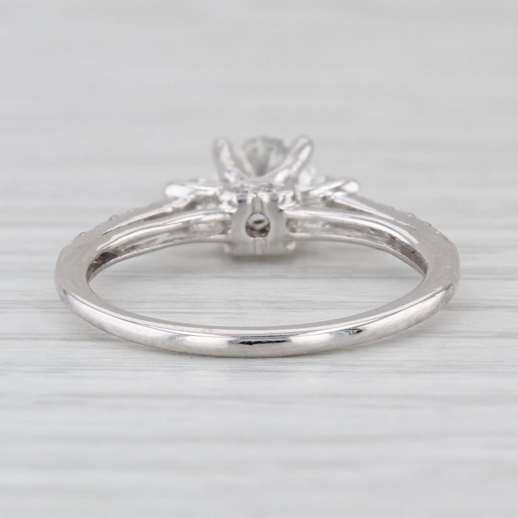 0.62ct Round Brilliant Diamond Cathedral Engagement Ring — GIA Certified, 14k White Gold
