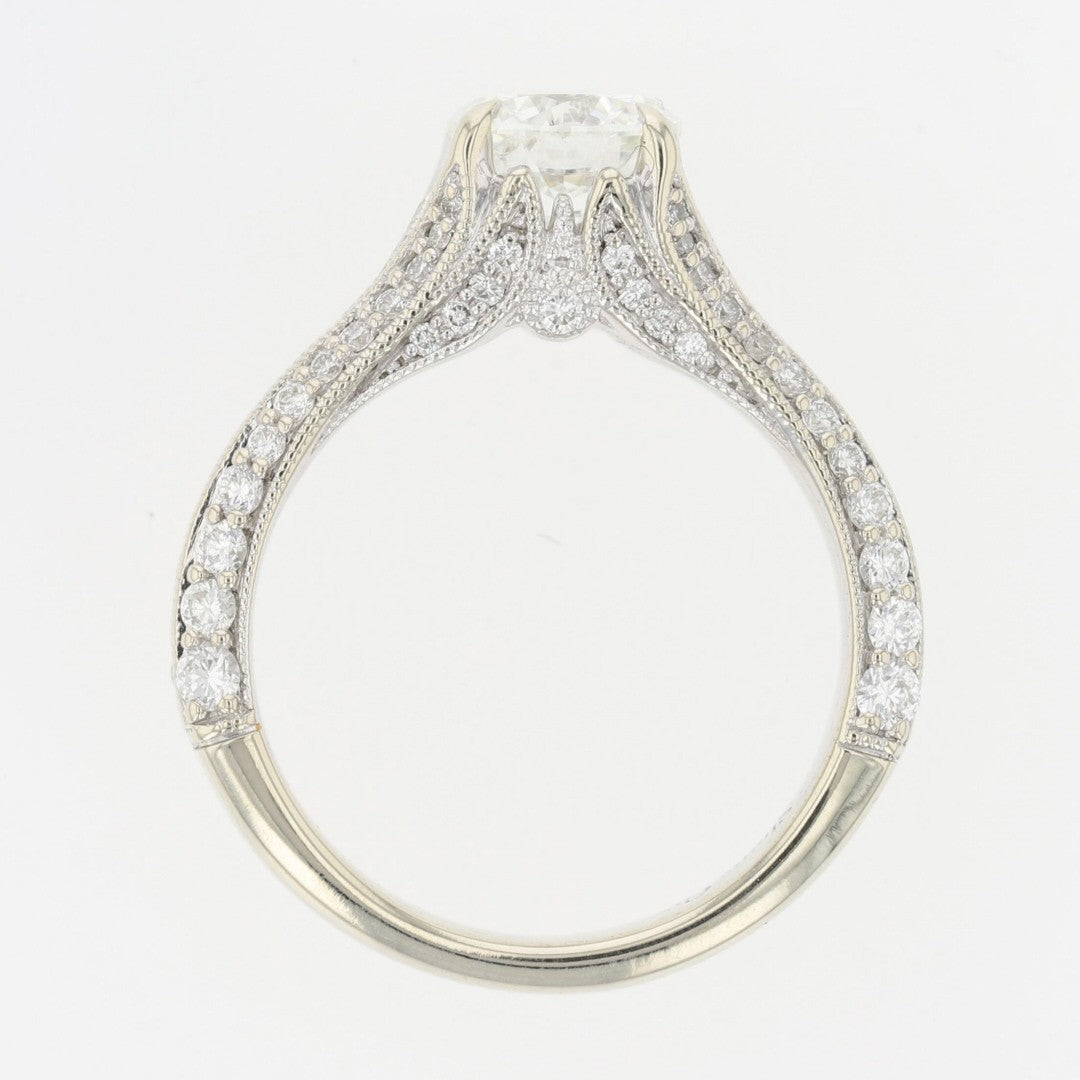 1.01ct Round Brilliant Diamond Solitaire with Accents Ring — GIA Certified, 14k White Gold