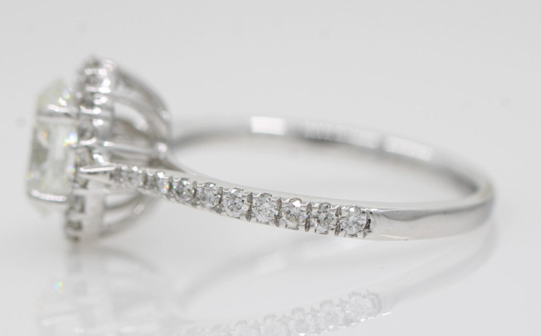 0.90ct Oval Brilliant Halo Engagement Ring — GIA Certified, 14k White Gold