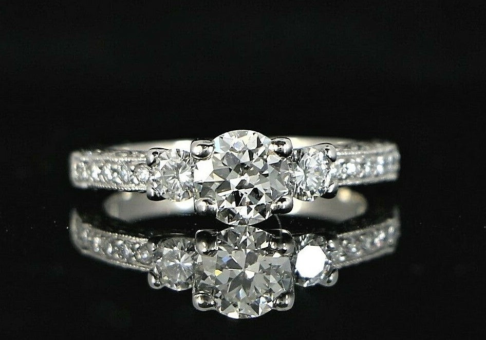 0.76ct Round Brilliant Diamond Three Stone Ring — GIA Certified, Platinum
