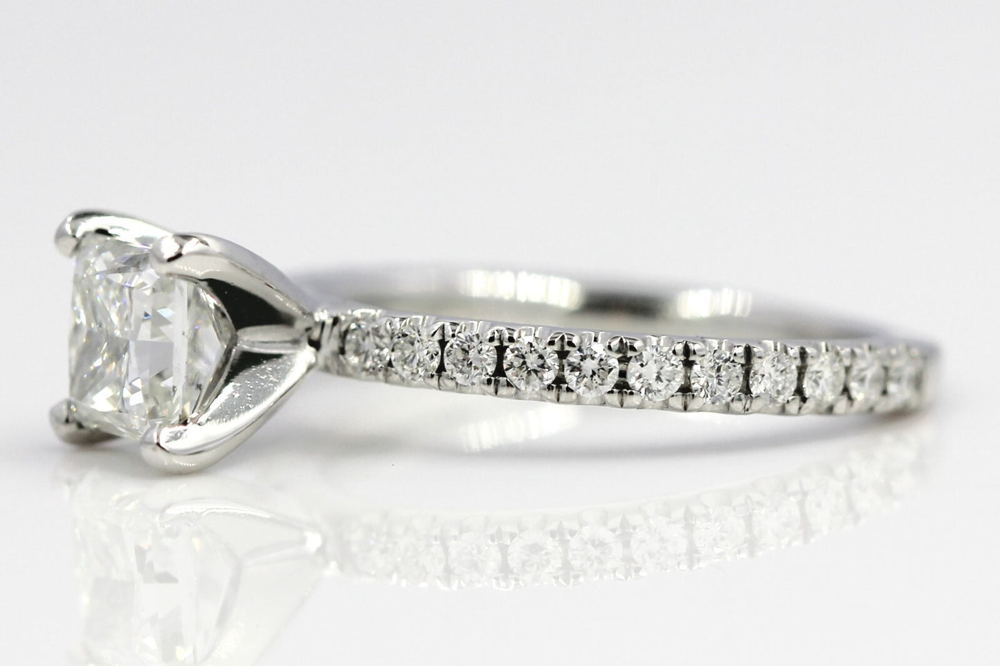 1.00ct Square Modified Brilliant Diamond Engagement Ring — GIA Certified, 14k White Gold