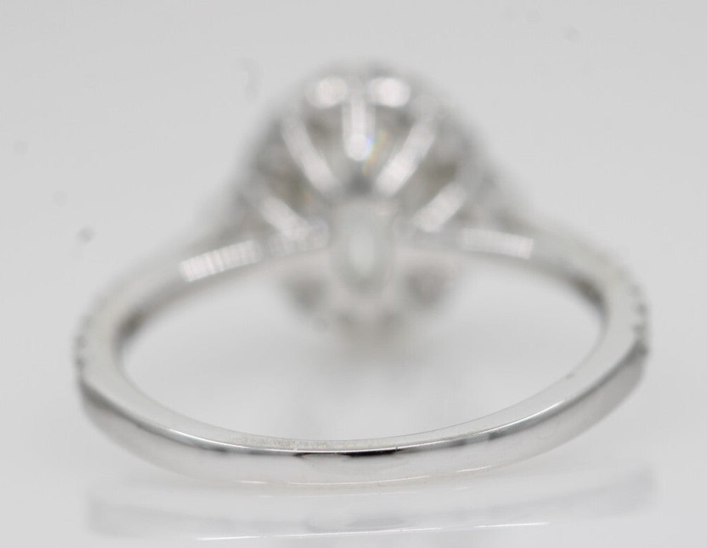 0.90ct Oval Brilliant Halo Engagement Ring — GIA Certified, 14k White Gold