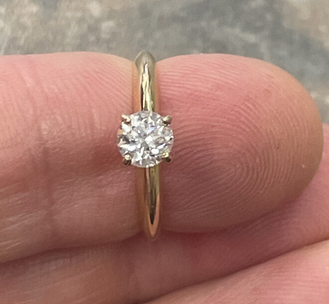 0.44ct Round Brilliant Diamond Ring — GIA Certified, 14k Yellow Gold