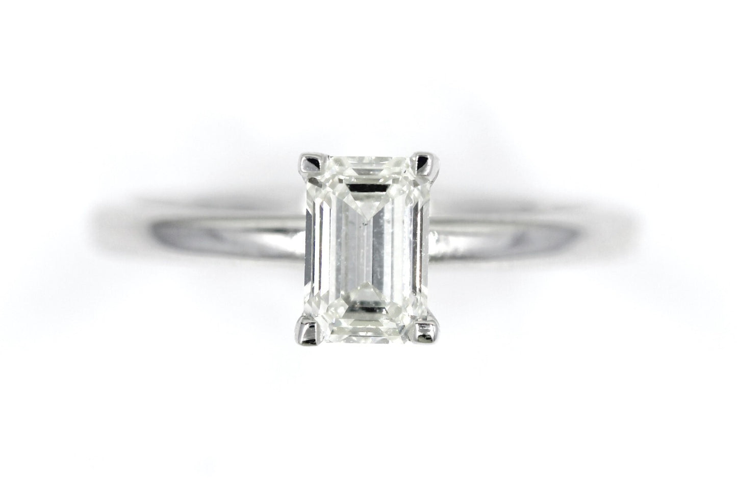 0.90ct Emerald Cut Diamond Engagement Ring — GIA Certified, 14k White Gold