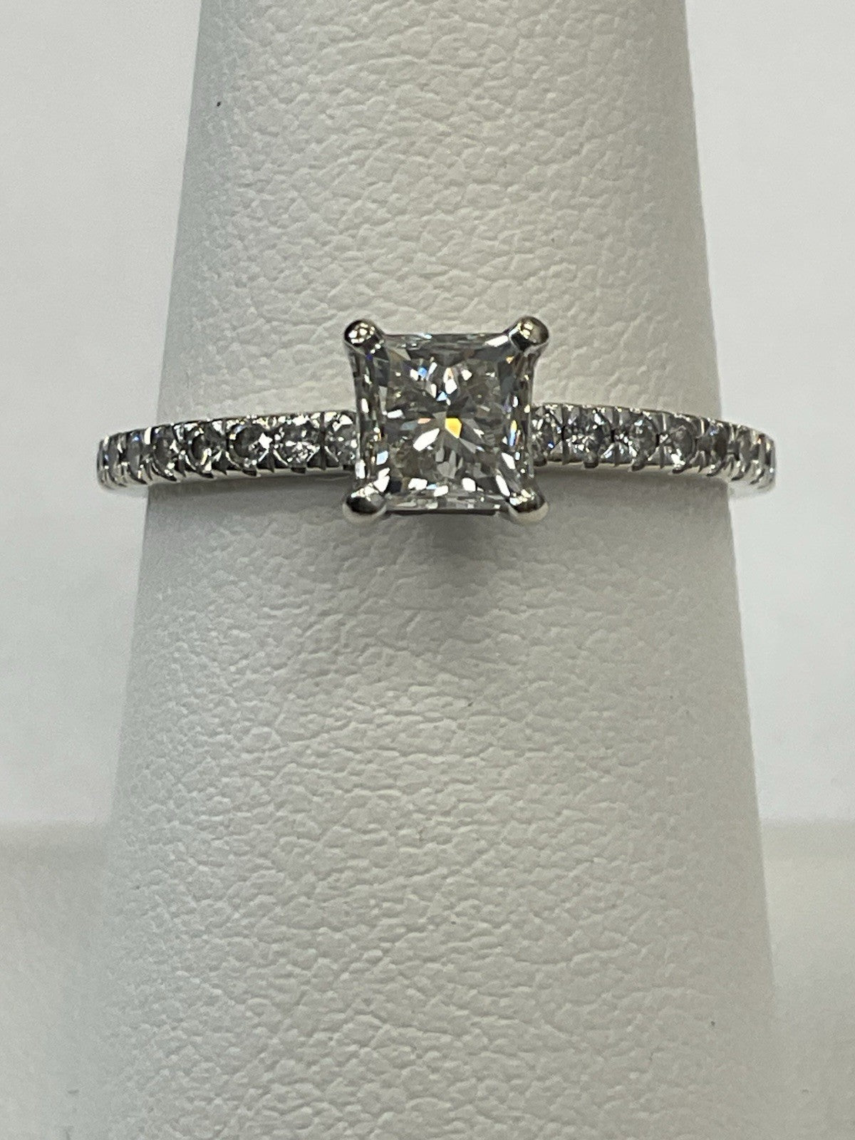 0.73ct Square Modified Brilliant Diamond Engagement Ring — GIA Certified, 14k White Gold