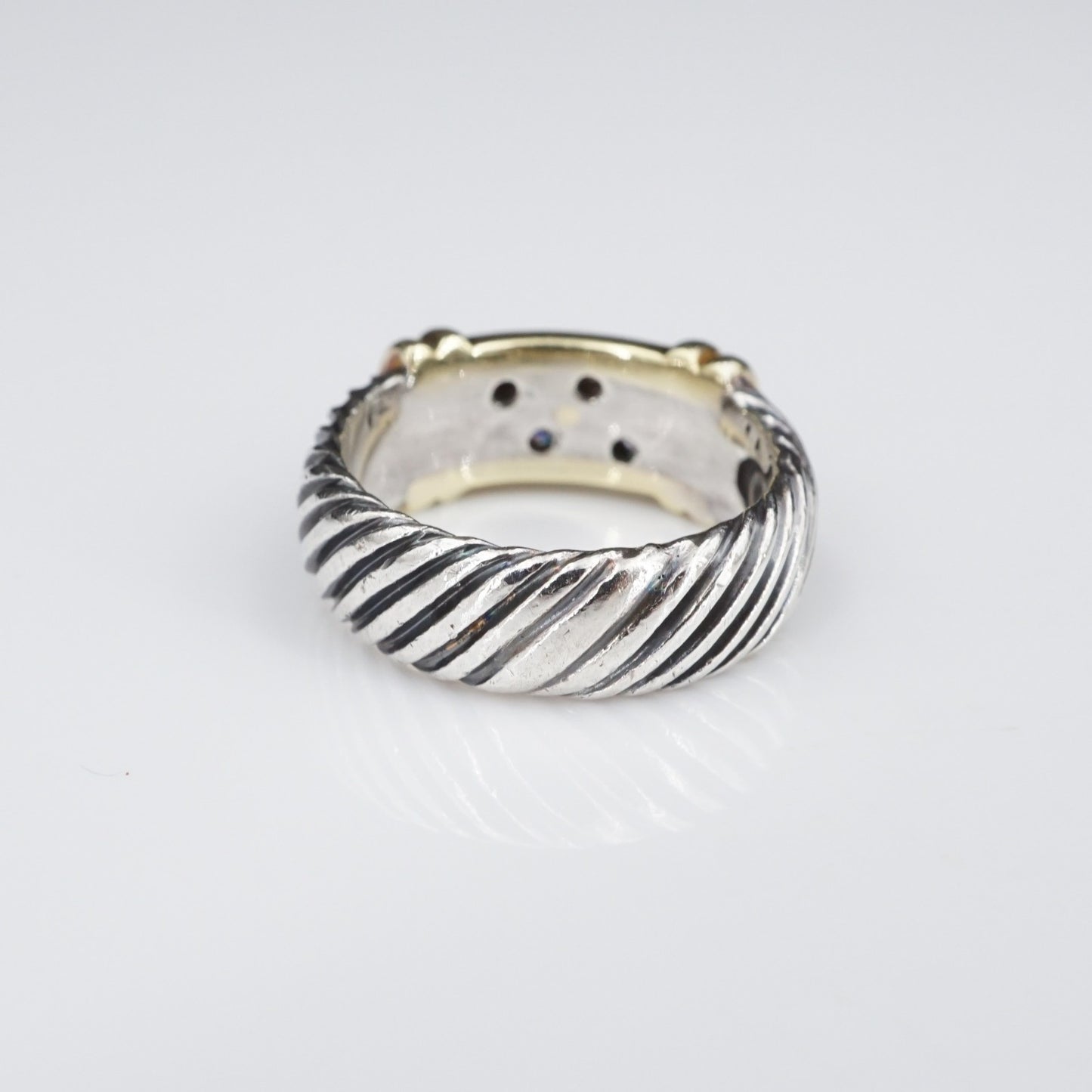 David Yurman Metro Ring — Natural Diamonds, 14k Yellow Gold & Sterling Silver — Authentic Pre-Owned