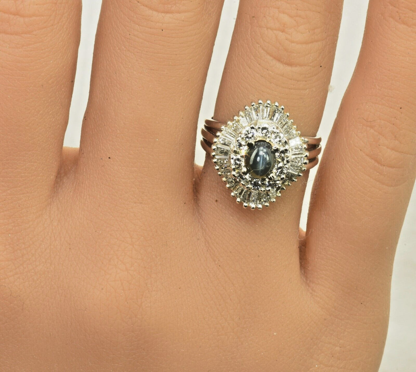1.03ct Oval Alexandrite Cat's Eye Vintage Ring — GIA Certified, 18k White Gold