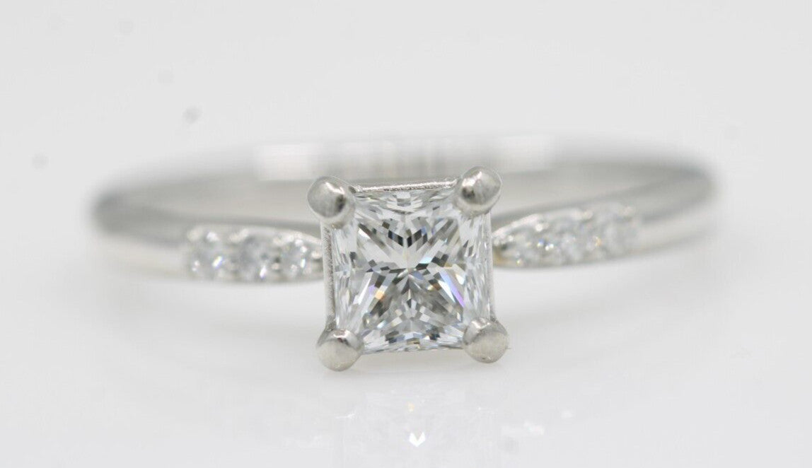 0.71ct Square Modified Brilliant Diamond Engagement Ring — GIA Certified, Platinum