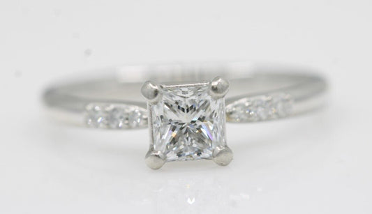 0.71ct Square Modified Brilliant Diamond Engagement Ring — GIA Certified, Platinum
