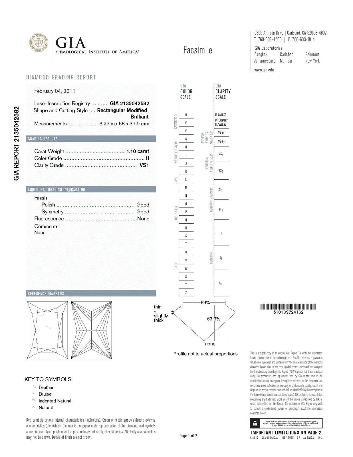 1.10ct Rectangular Modified Brilliant Diamond Engagement Ring — GIA Certified, Platinum