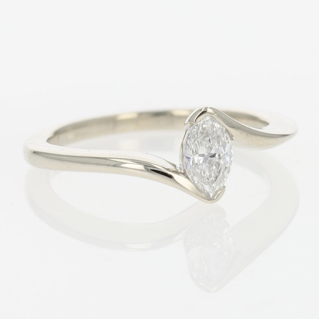0.46ct Marquise Diamond Solitaire Engagement Ring — GIA Certified, 14k White Gold