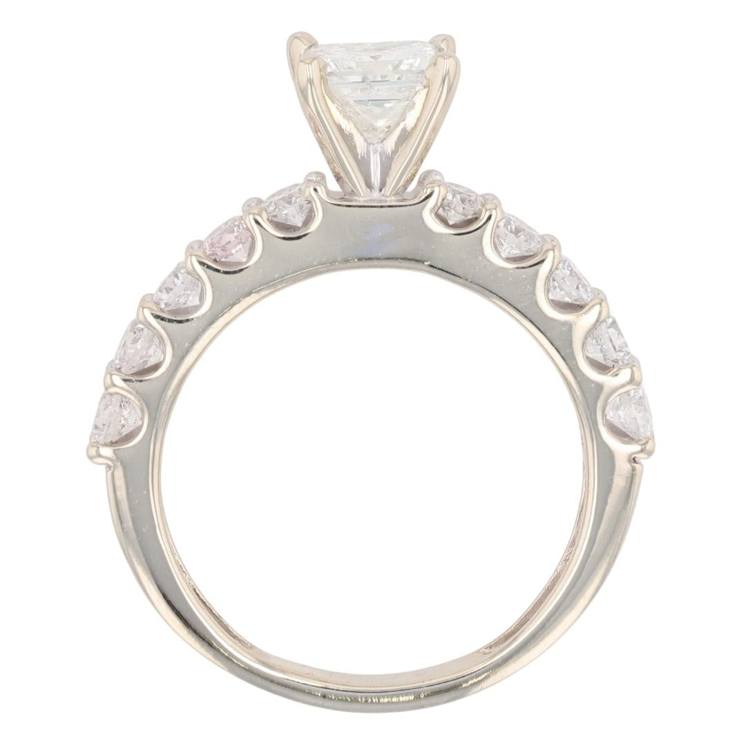 1.00ct Princess Diamond Solitaire with Accents Engagement Ring — GIA Certified, 14k White Gold