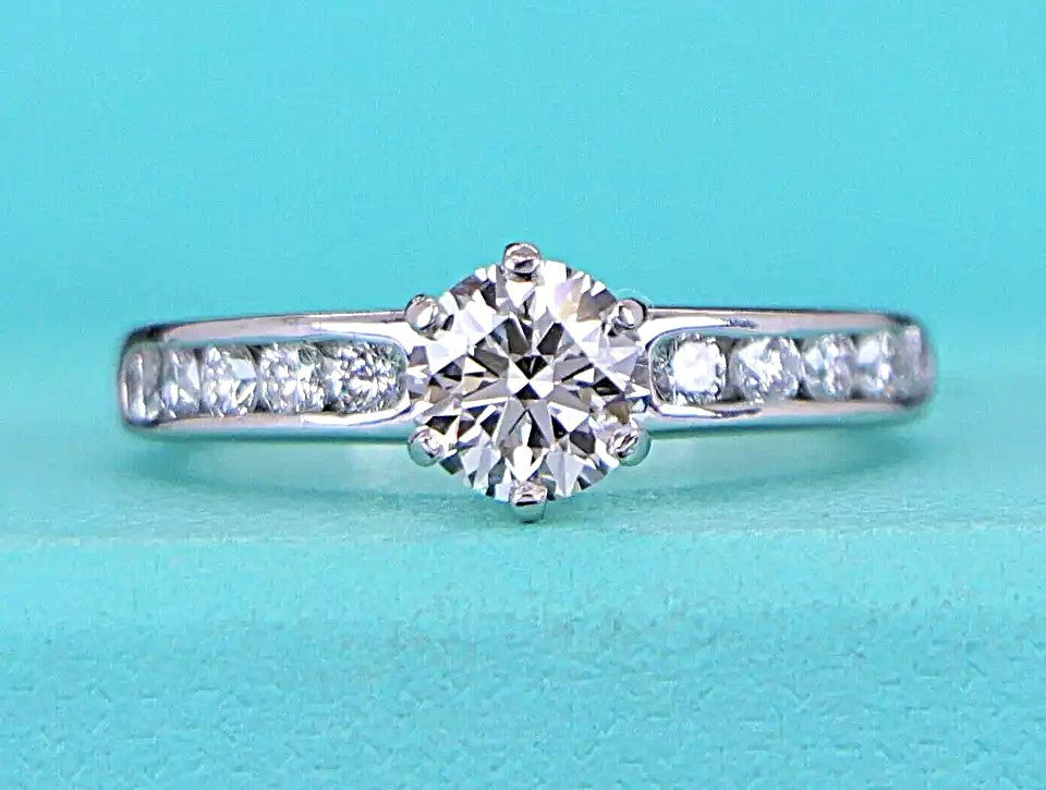 0.79ct Round Brilliant Diamond Channel Set Ring — GIA Certified, Platinum
