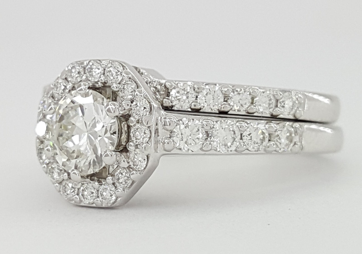 0.62ct Round Brilliant Diamond Halo Engagement Ring — GIA Certified, 14k White Gold