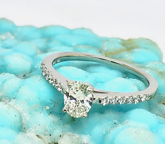 0.50ct Oval Brilliant Diamond Engagement Ring — GIA Certified, 18k White Gold