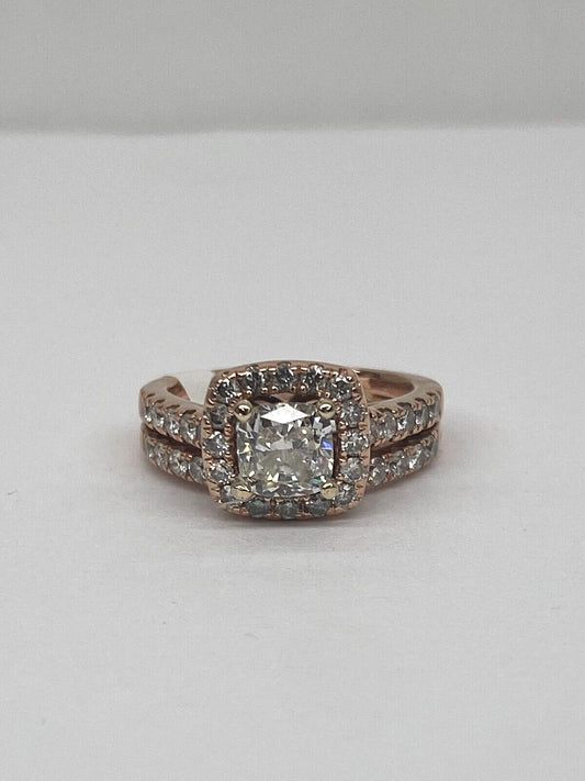 1.03ct Cushion Brilliant Diamond Halo Ring — GIA Certified, 14k Rose Gold
