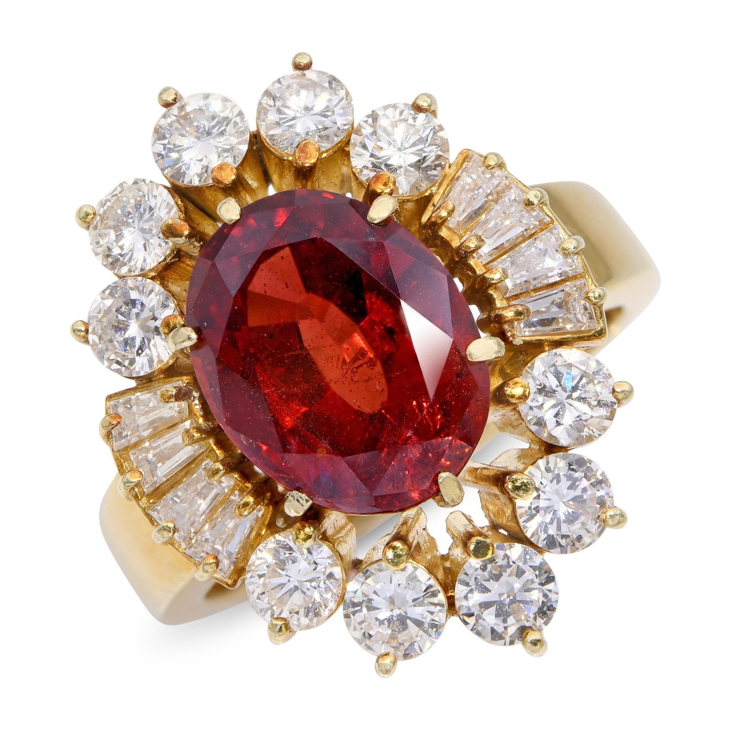 3.59ct Oval Red Spinel & Diamond Vintage Ring — GIA Certified, 14k Yellow Gold