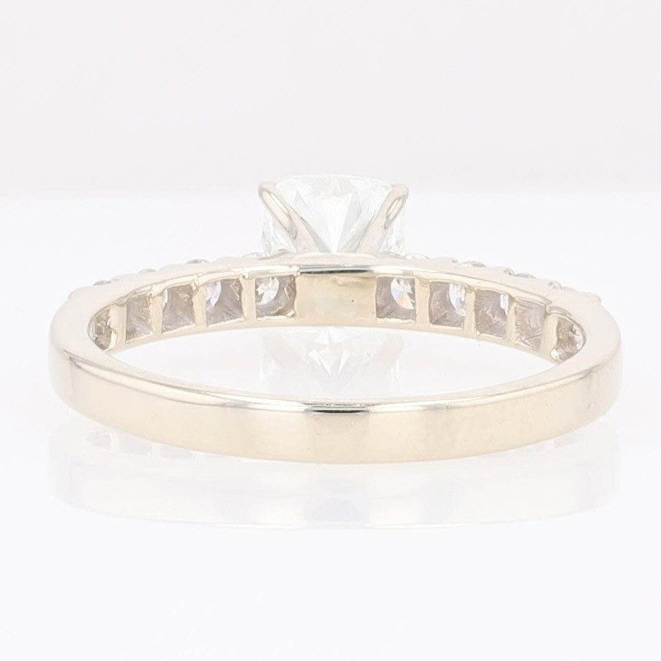 1.01ct Cushion Diamond Solitaire with Accents Engagement Ring — GIA Certified, 14k White Gold