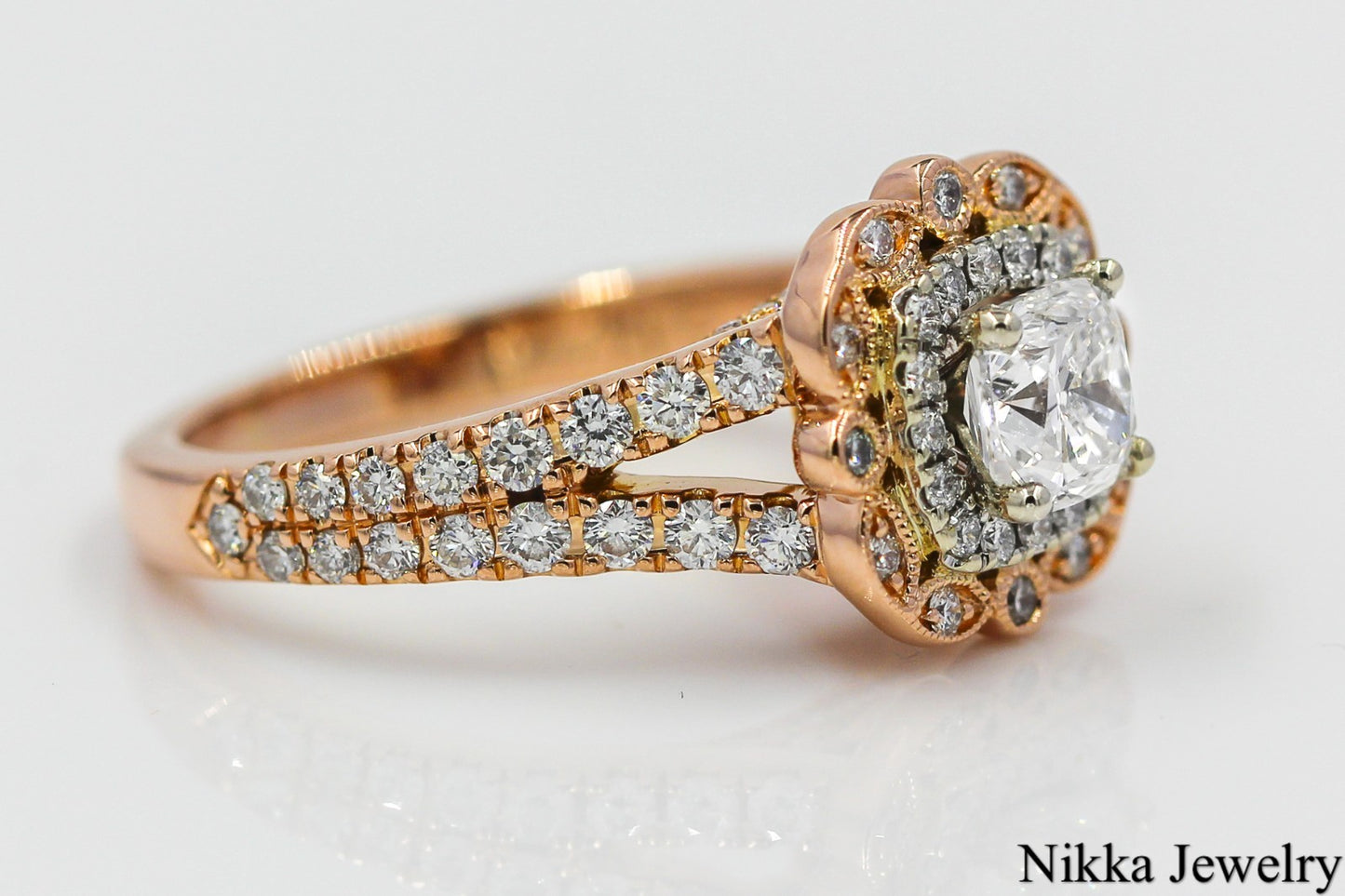 0.71ct Cushion Modified Brilliant Diamond Ring — GIA Certified, 14k Rose Gold