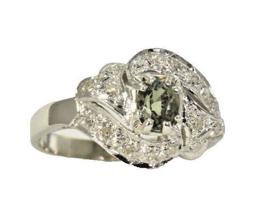 0.76ct Oval Alexandrite Vintage Ring — GIA Certified, 10k White Gold