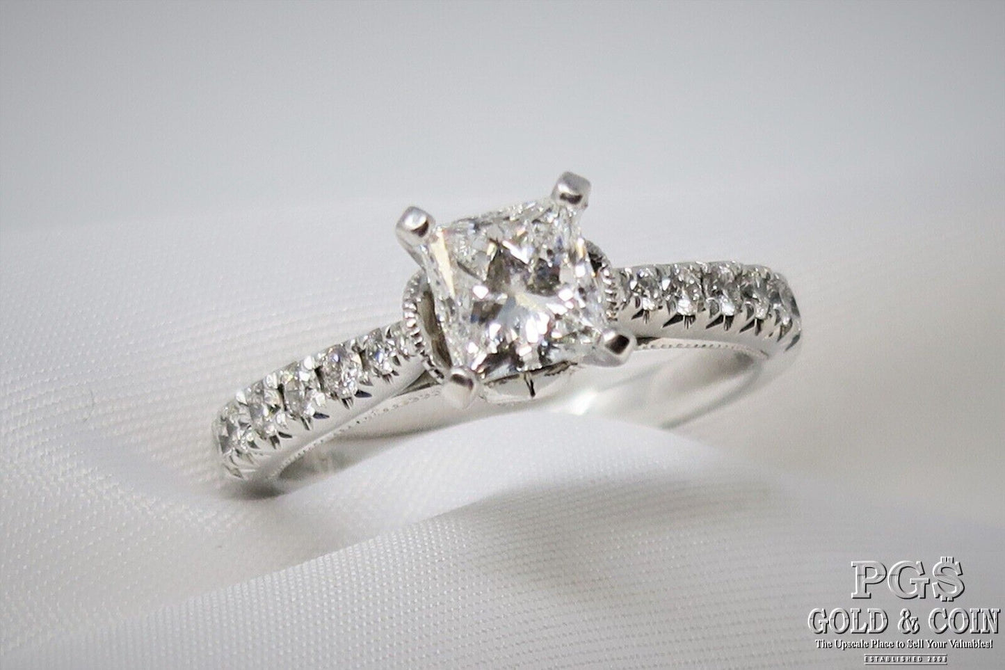0.91ct Princess Diamond Engagement Ring — GIA Certified, 14k White Gold