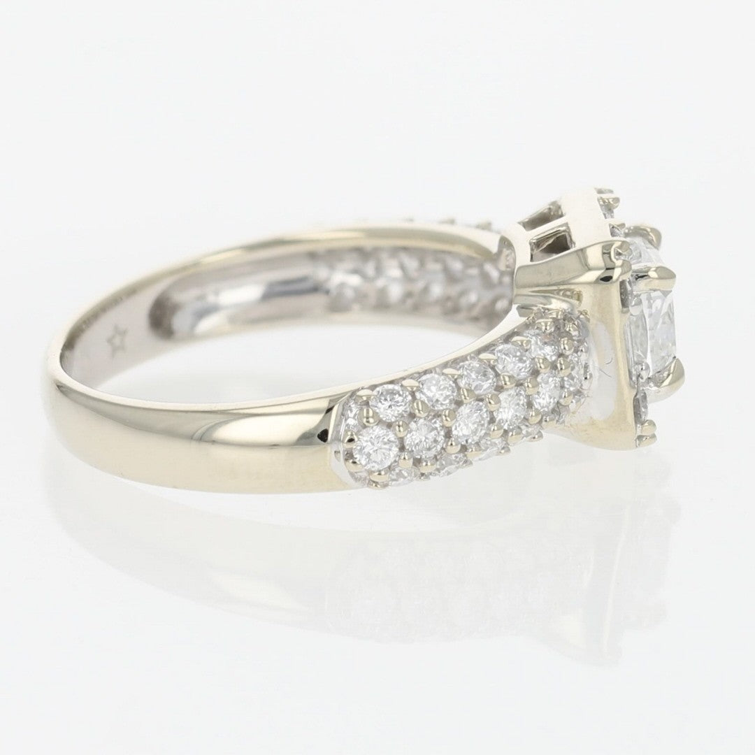 0.75ct Cushion Modified Brilliant Diamond Halo Engagement Ring — GIA Certified, 14k White Gold