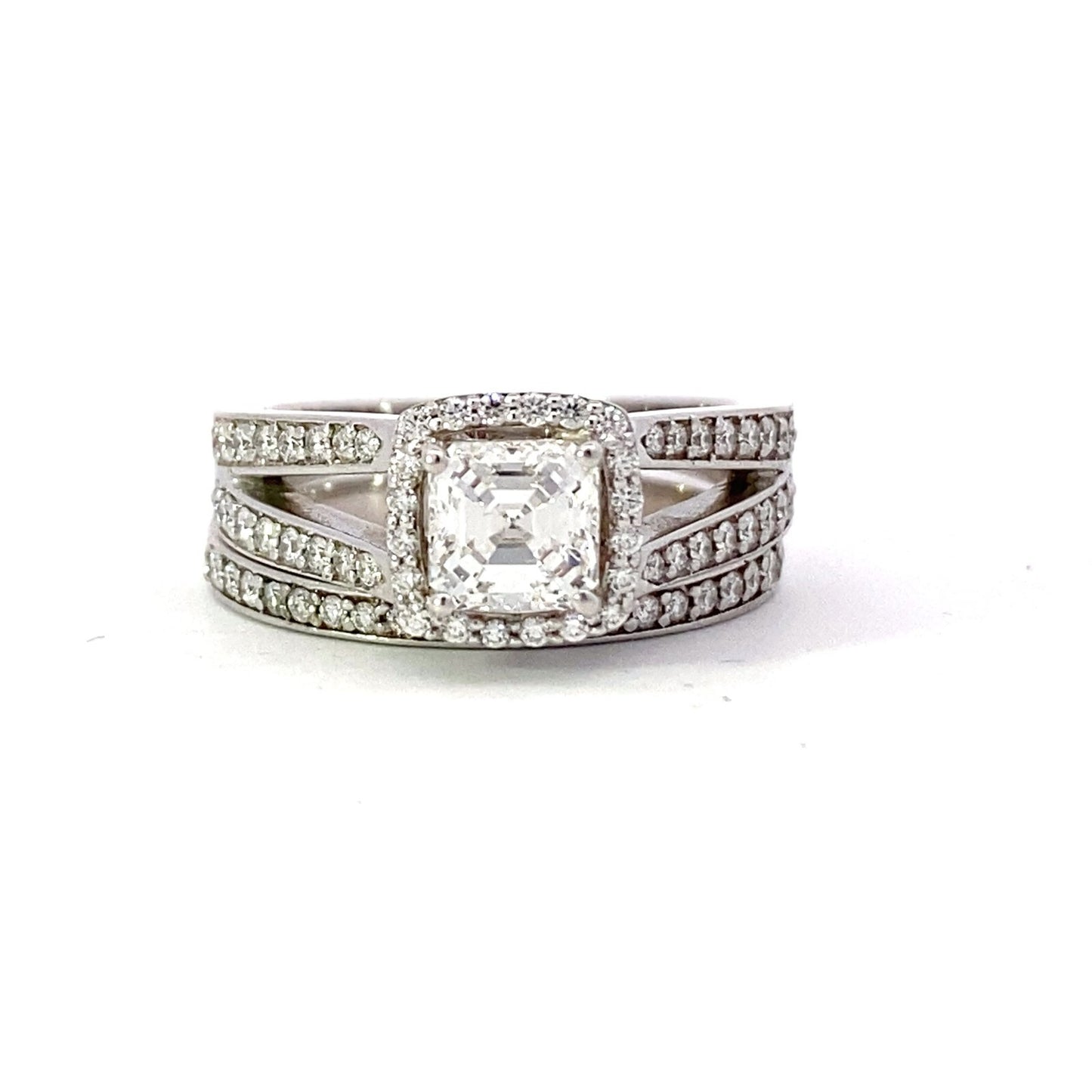0.90ct Square Emerald Cut Diamond Bridal Set — GIA Certified, 14k White Gold