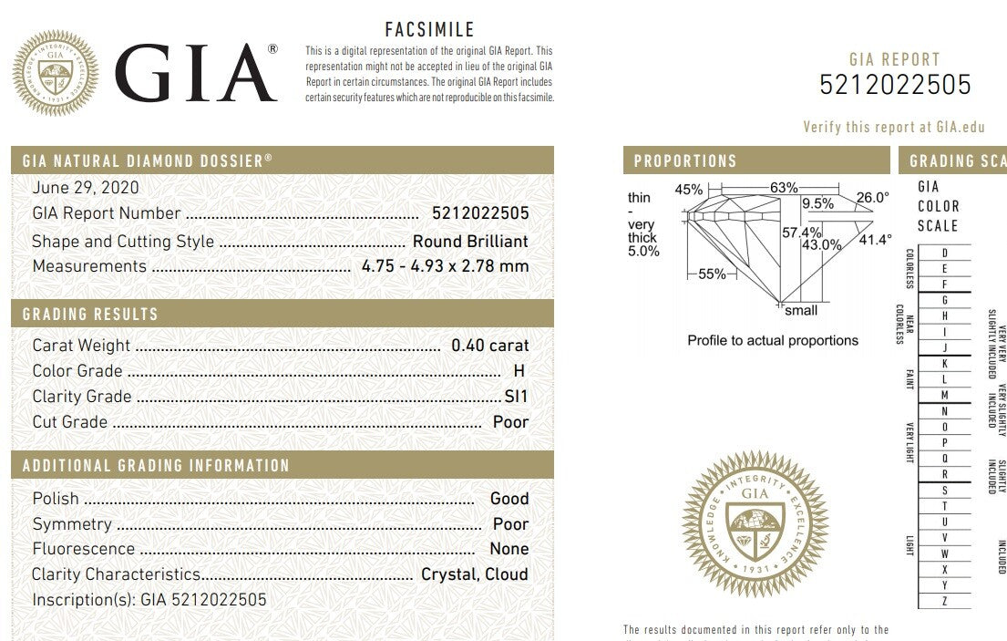 0.40ct Round Brilliant Diamond Engagement Ring — GIA Certified, 14k Yellow Gold