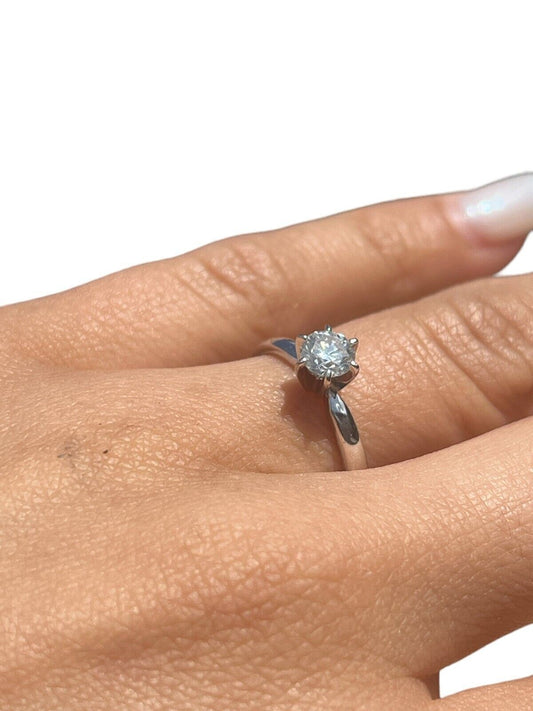 0.50ct Round Brilliant Diamond Solitaire Ring — GIA Certified, 14k White Gold