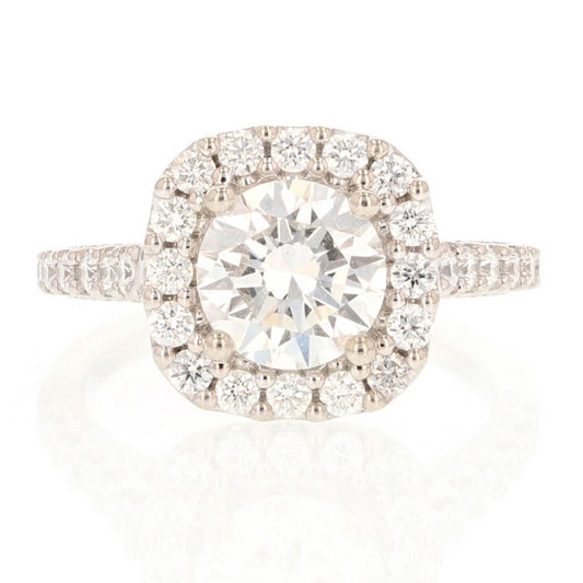 1.22ct Round Brilliant Diamond Halo Engagement Ring — GIA Certified, 14k White Gold