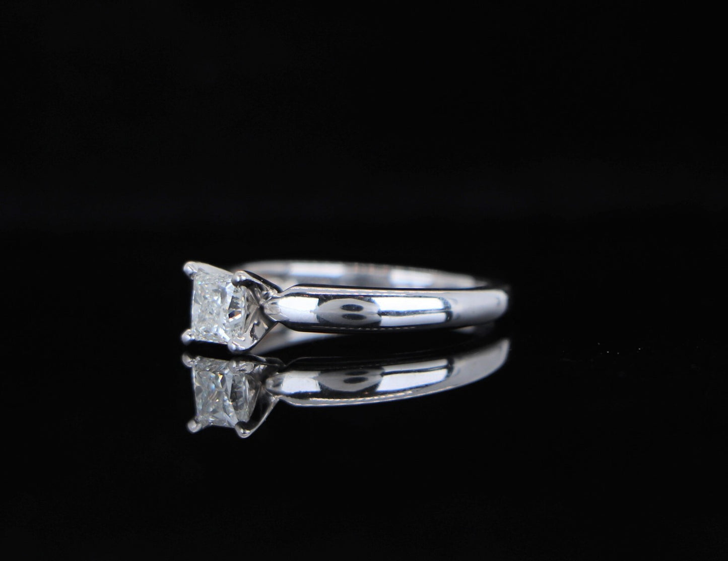 0.41ct Square Modified Brilliant Diamond Solitaire Ring — GIA Certified, 18k White Gold