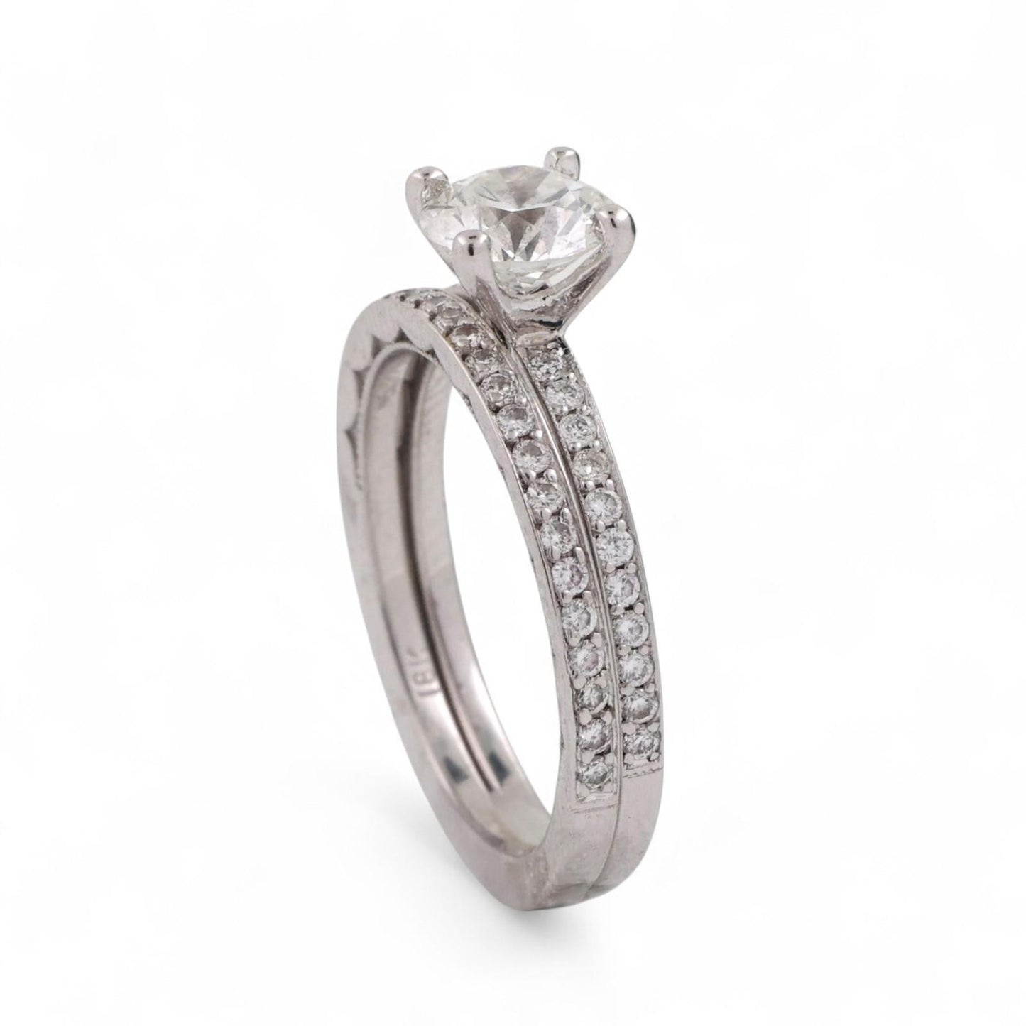 0.85ct Round Brilliant Diamond Wedding Ring Set — GIA Certified, 18k White Gold