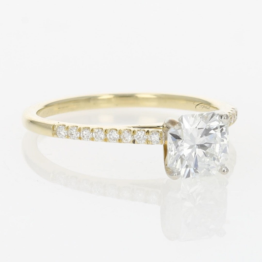 1.03ct Radiant Diamond Solitaire with Accents Ring — GIA Certified, 14k Yellow Gold