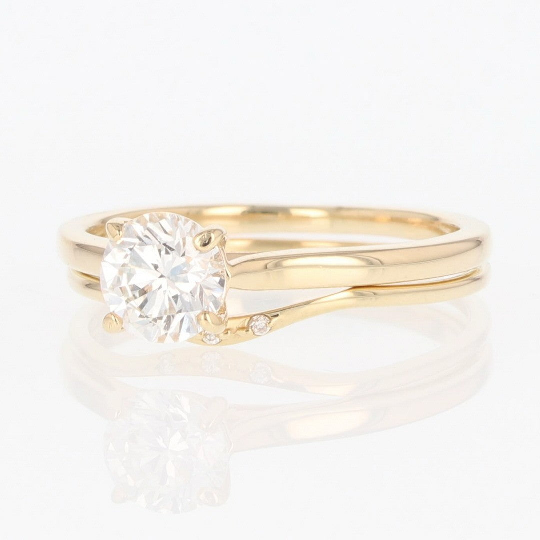 0.72ct Round Brilliant Diamond Solitaire with Accents Ring — GIA Certified, 14k Yellow Gold