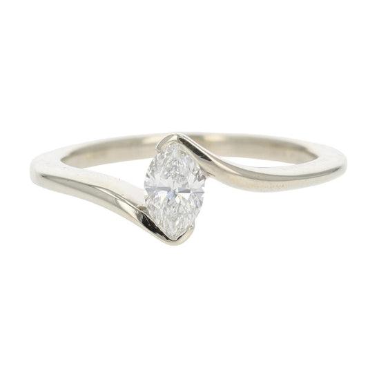 0.46ct Marquise Diamond Solitaire Engagement Ring — GIA Certified, 14k White Gold