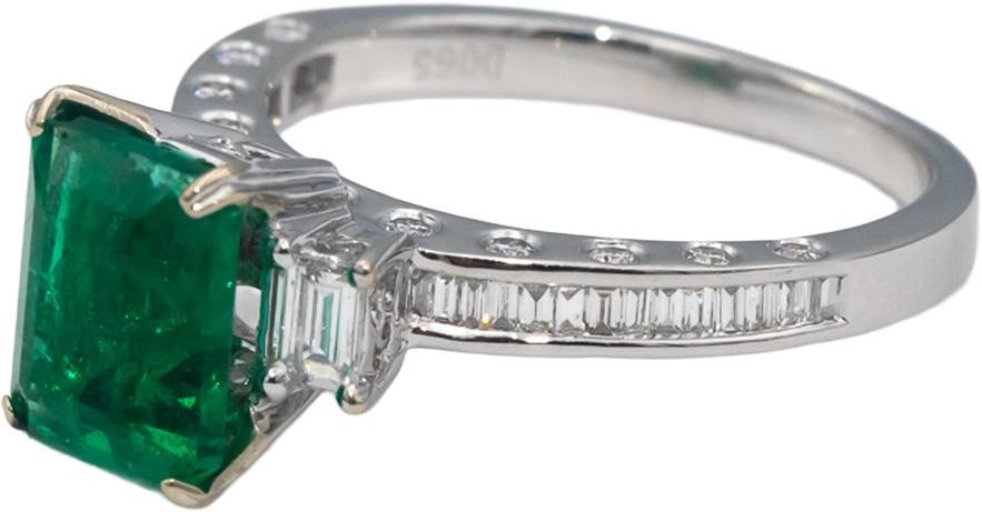 2.29ct Octagonal Emerald Diamond Cocktail Ring — GIA Certified, 18k White Gold