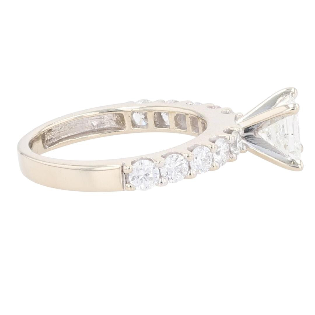1.00ct Princess Diamond Solitaire with Accents Engagement Ring — GIA Certified, 14k White Gold