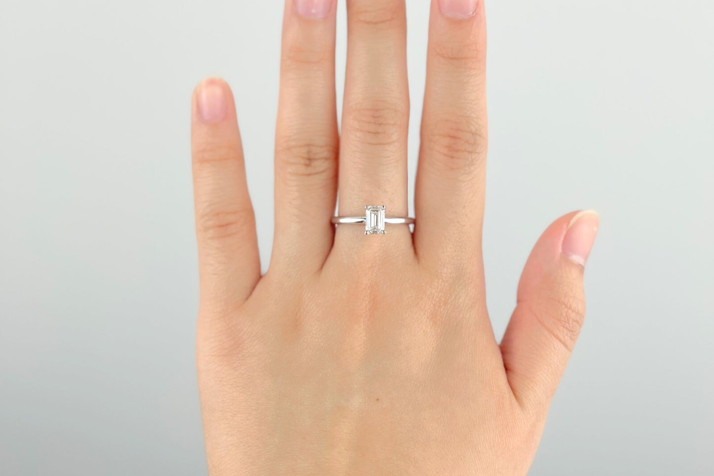 0.90ct Emerald Cut Diamond Engagement Ring — GIA Certified, 14k White Gold