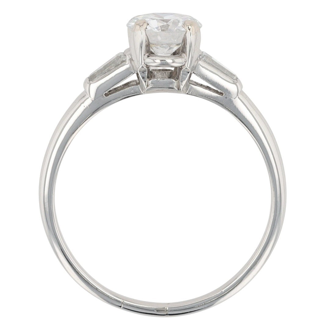 0.98ct Round Brilliant Diamond Solitaire with Accents Ring — GIA Certified, Platinum