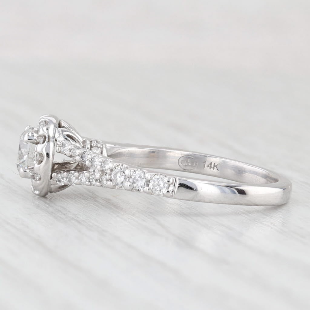0.52ct Round Brilliant Diamond Halo Engagement Ring — GIA Certified, 14k White Gold
