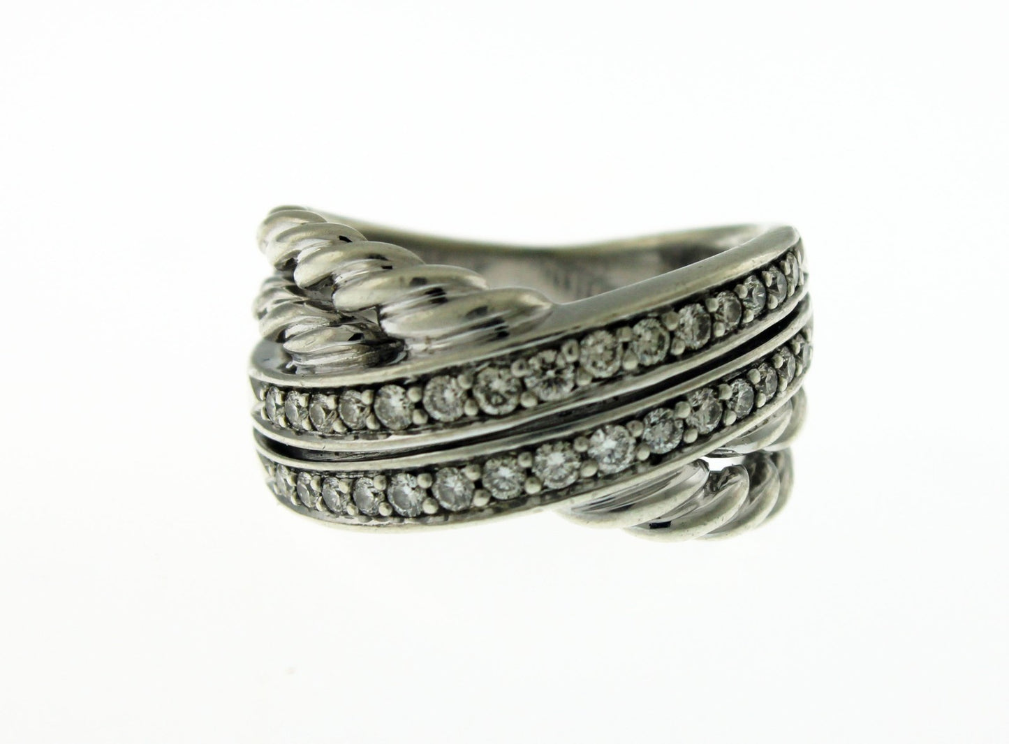 David Yurman Crossover Diamond Ring — Sterling Silver, Size 6.25 — Authentic Pre-Owned