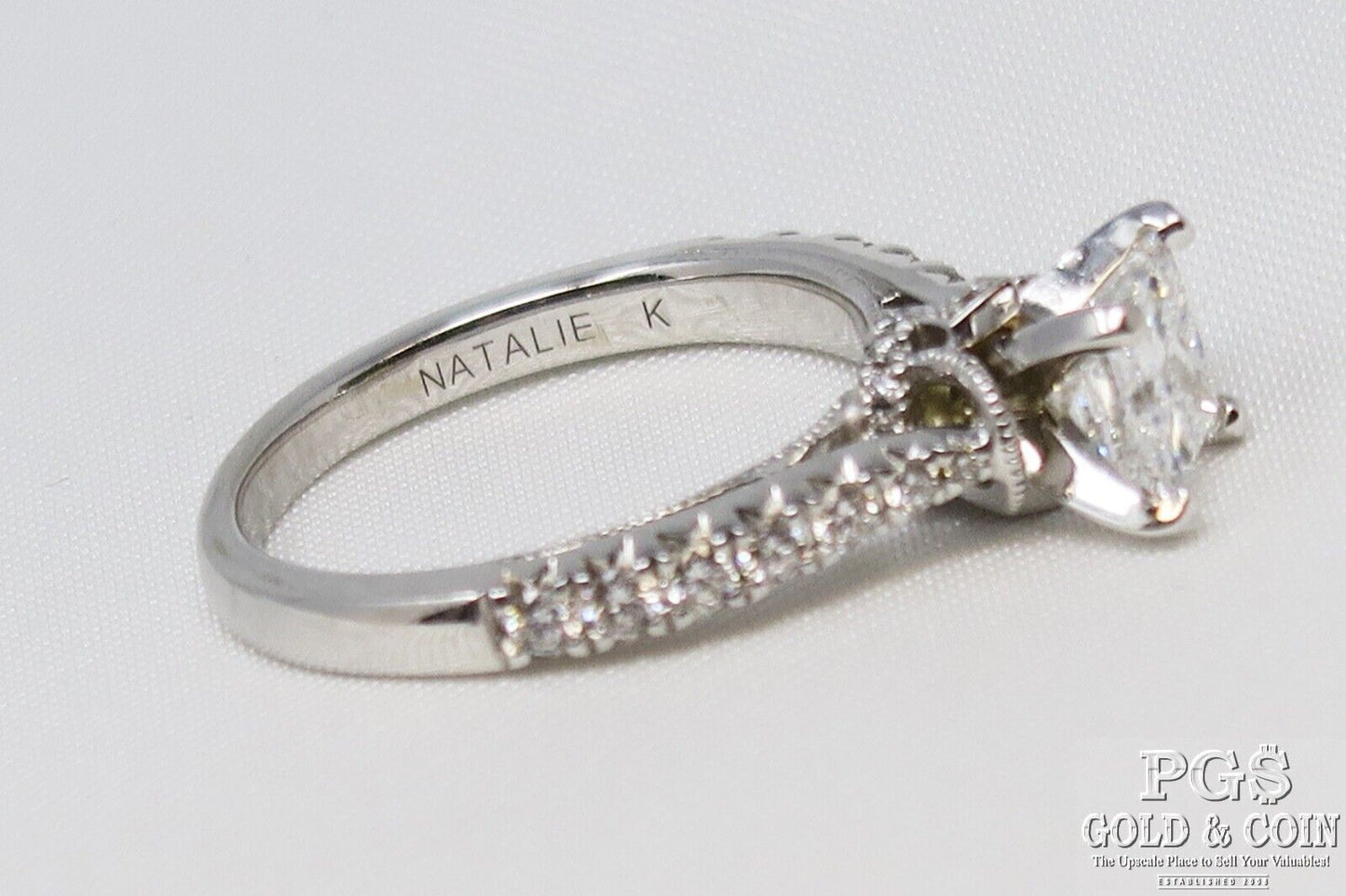 0.91ct Princess Diamond Engagement Ring — GIA Certified, 14k White Gold