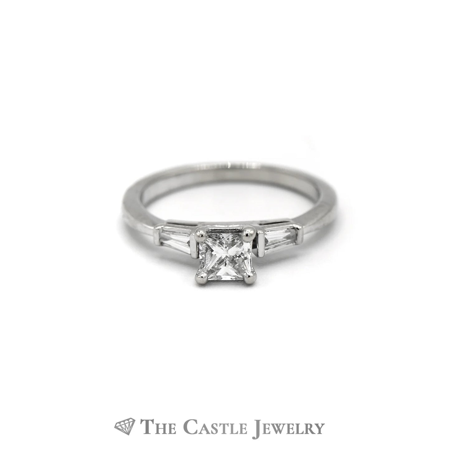 0.50ct Square Modified Brilliant Diamond Engagement Ring — GIA Certified, 14k White Gold