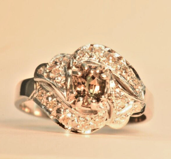0.76ct Oval Alexandrite Vintage Ring — GIA Certified, 10k White Gold