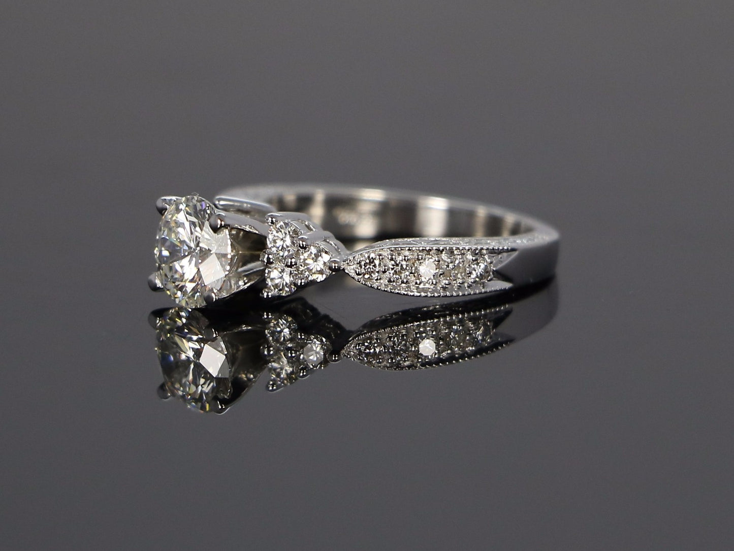 1.06ct Round Modified Brilliant Diamond Engagement Ring — GIA Certified, 14k White Gold