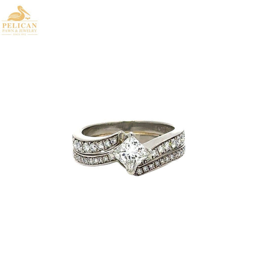 0.70ct Square Modified Brilliant Diamond Bypass Ring — GIA Certified, Platinum
