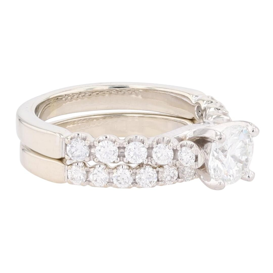 1.01ct Round Brilliant Diamond Solitaire with Accents Ring — GIA Certified, 14k White Gold