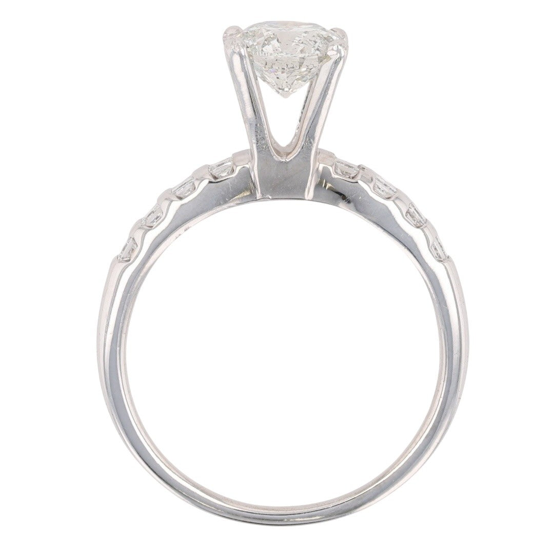 1.05ct Round Brilliant Diamond Solitaire with Accents Ring — GIA Certified, 18k White Gold
